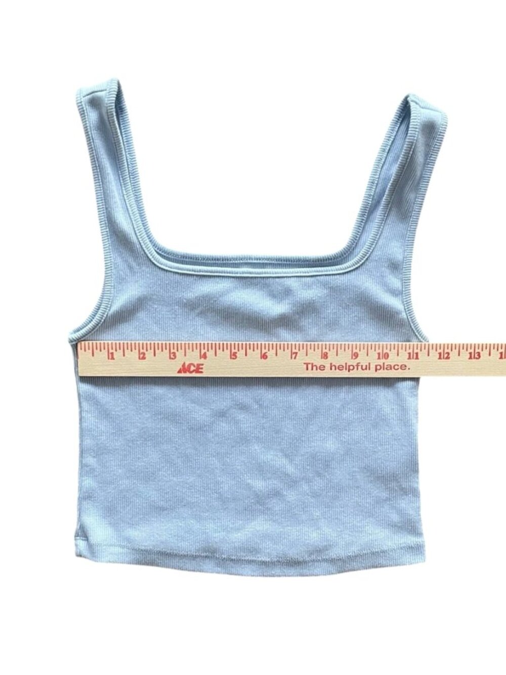 Old Navy Light Blue Ribbed Cropped Tank Top - Square Neck - Size Small Petite - Picture 4 of 5